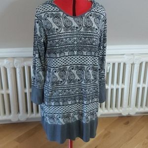 Grey paisley hooded tunic